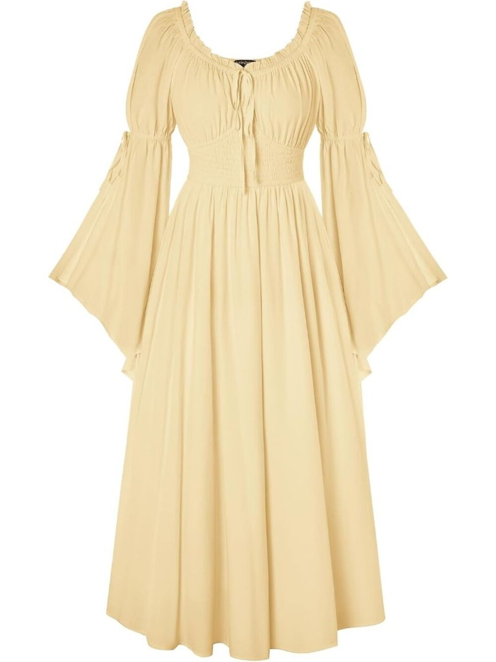 Women's Yellow Long Bell Sleeve Medieval Peasant Imported Costumes Dress